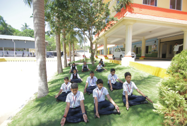 Students at Yoga, Sree Gurudeva Central School - Sree Gurudeva Central School, Kudikkodu, Nedumonkavu, Kollam